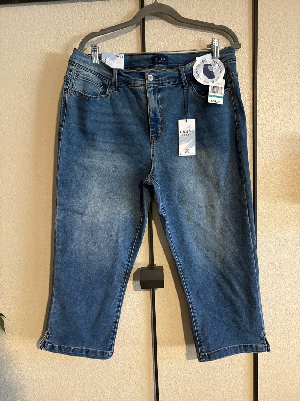 Curve Denim Midrise Blue Ankle Crop Jeans